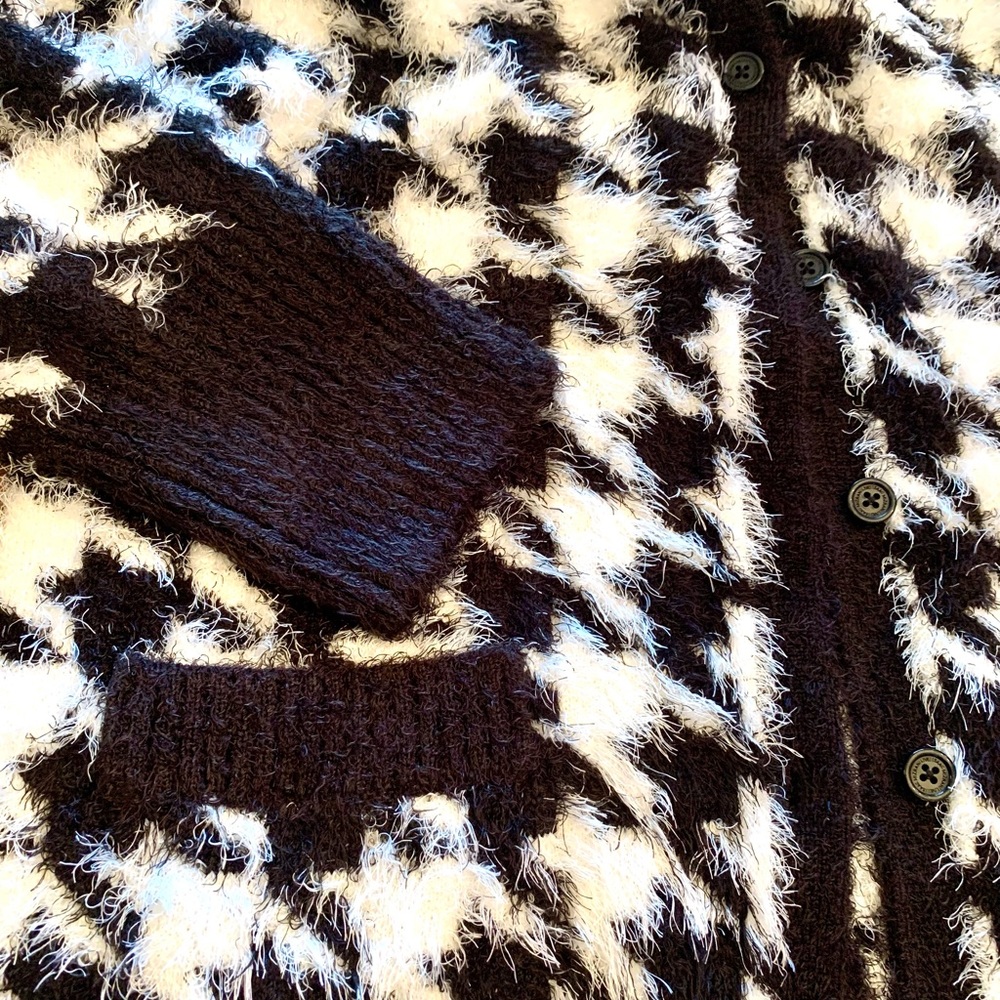 Isaac Mizrahi Live 2X Plus black white Houndstooth cardigan sweater Cozycore - Picture 12 of 14